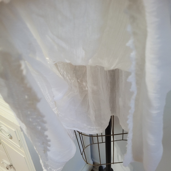 Cute Options White Lace Trim Midi Dress V- Neck  Large - Picture 9 of 14